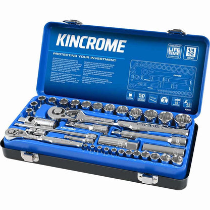 KINCROME 1 4 and 1 2 Drive Socket Set Metric - 36 Piece K28031