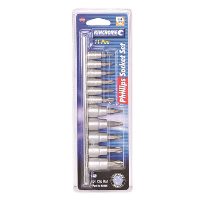 KINCROME 1 4inch and 3 8inch Phillips Socket Set - 11 Piece K5026