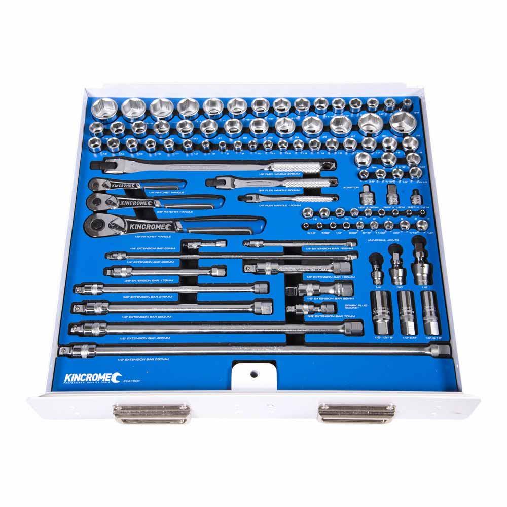 KINCROME 232 Piece 1 4, 3 8 And 1 2 Inch Drive Upright Truck Box Tool Kit White K1259W