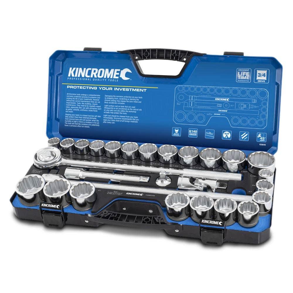 KINCROME 28 Piece Socket Set Metric and Imperial 3 4 Drive K28045