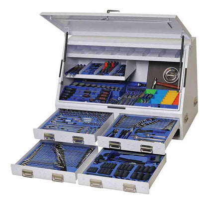 KINCROME 386 Piece 1 4, 3 8 And 1 2 Inch Drive Upright Truck Box Tool Kit White K1257W