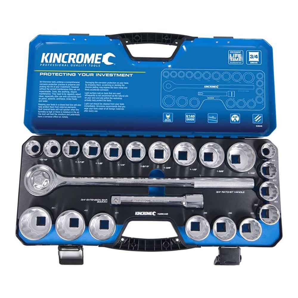 KINCROME 3 4 Drive Socket Set Metric and Imperial 22 Piece K28046
