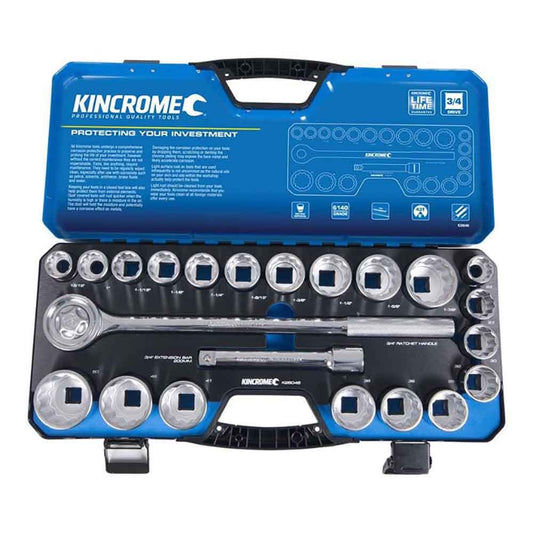 KINCROME 3 4 Drive Socket Set Metric and Imperial 22 Piece K28046
