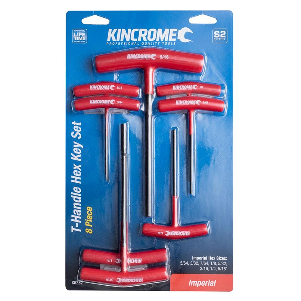 KINCROME 5 64-5 16inch T-Handle Hex Ket Set Imperial - 8 Piece K5282