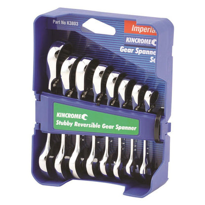 KINCROME 8 Piece Combination Stubby Gear Spanner Set - Imperial Reversible K3803