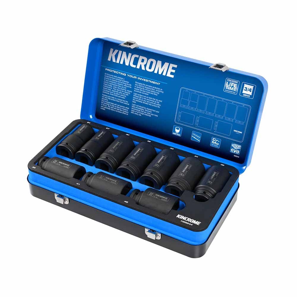 KINCROME Impact 3 4 Drive Socket Set Deep Metric 10 Piece K28244