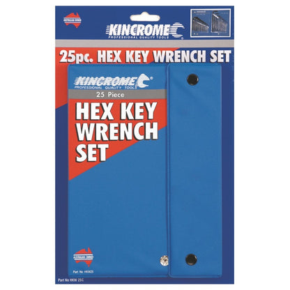 KINCROME Imperial and Metric Hex Key Wrench Set - 25 Piece HKW25C