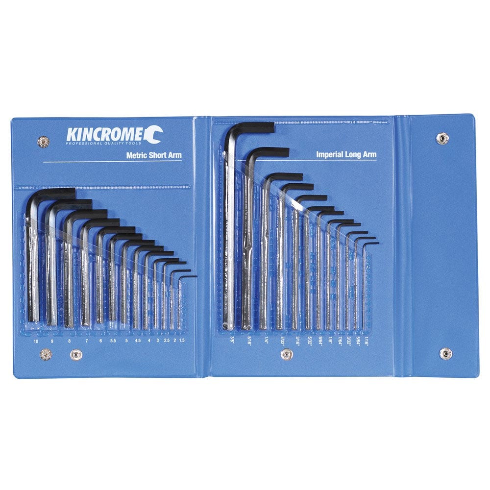 KINCROME Imperial and Metric Hex Key Wrench Set - 25 Piece HKW25C