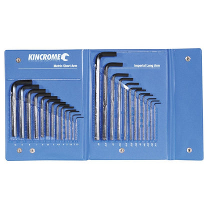 KINCROME Imperial and Metric Hex Key Wrench Set - 25 Piece HKW25C