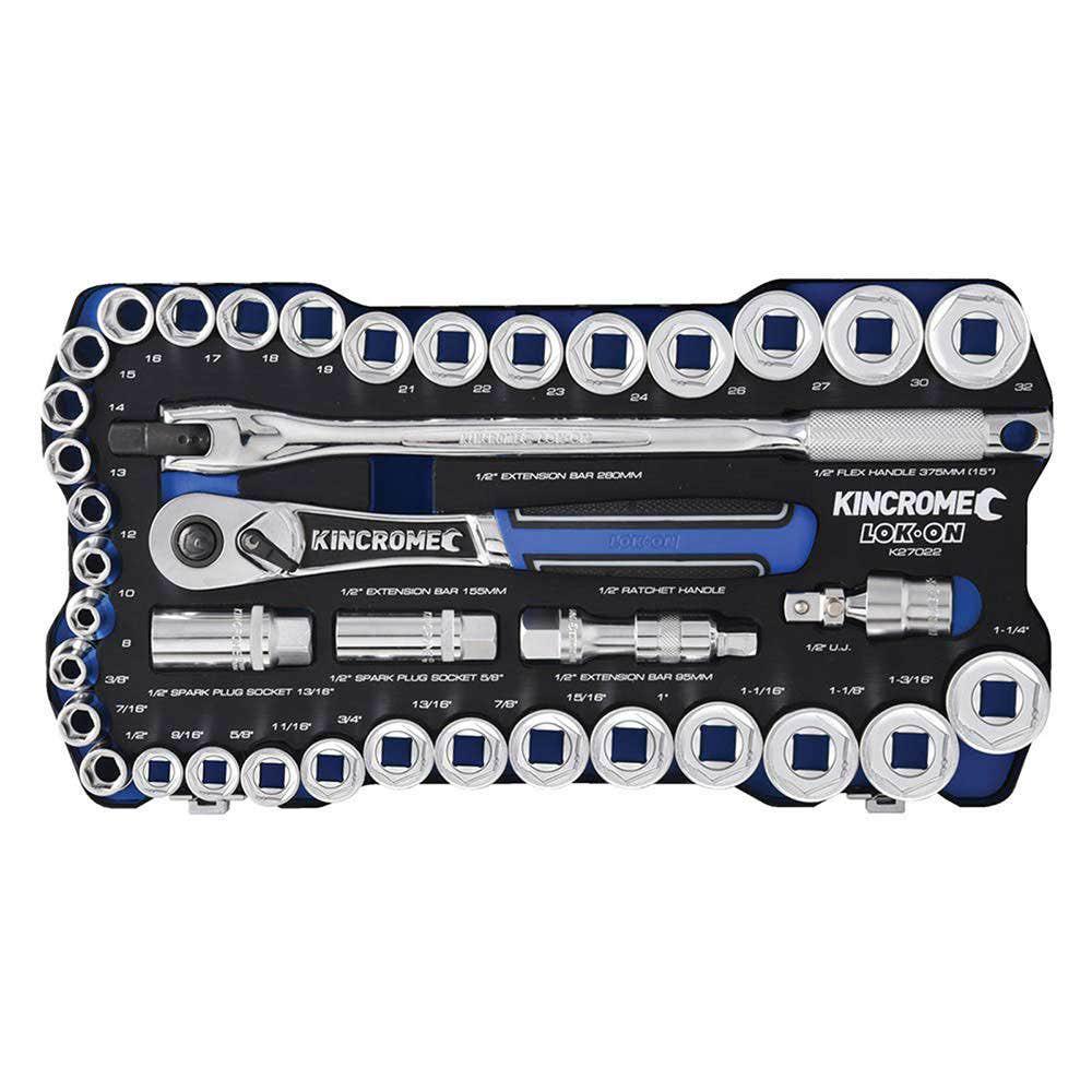 KINCROME LOK-ON 41 Piece Socket Set 1 2 Drive K27022