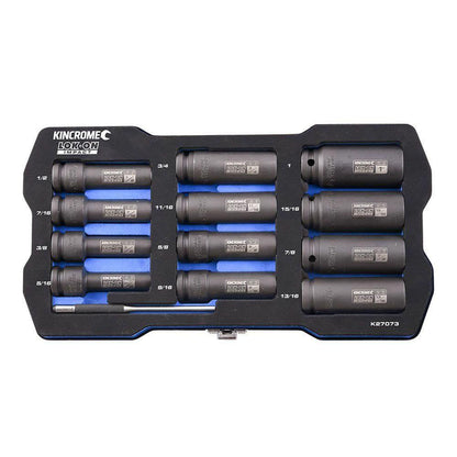 KINCROME LOK-ON Impact 1 2 Drive Socket Set Deep Imperial 12 Piece K27073