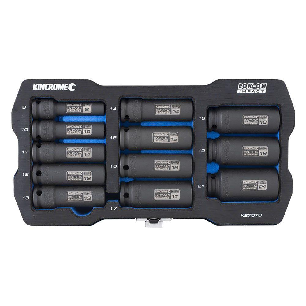 KINCROME LOK-ON Impact 3 8 Drive Socket Set Deep Metric 12 Piece K27078