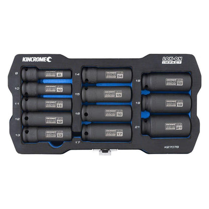 KINCROME LOK-ON Impact 3 8 Drive Socket Set Deep Metric 12 Piece K27078
