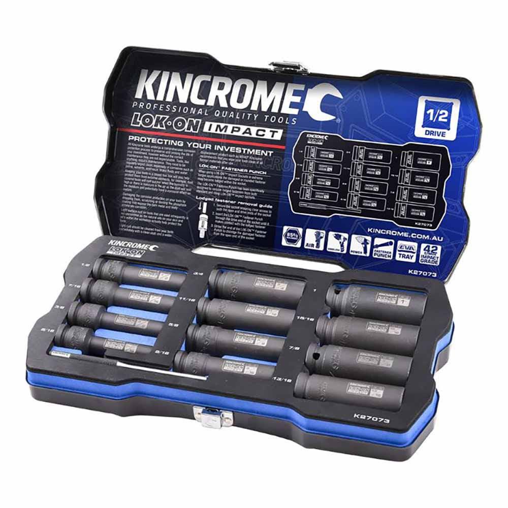 KINCROME LOK-ON Impact 1 2 Drive Socket Set Deep Imperial 12 Piece K27073