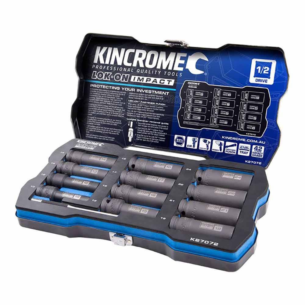 KINCROME LOK-ON Impact 1 2 Drive Socket Set Deep Metric 12 Piece K27072