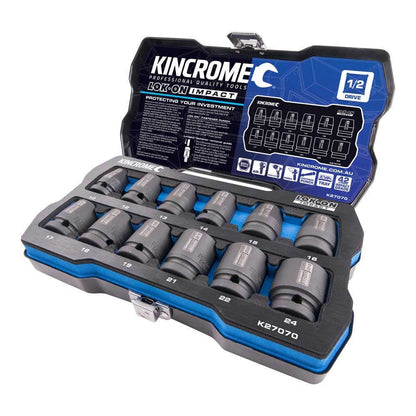 KINCROME LOK-ON Impact 1 2 Drive Socket Set Metric 12 Piece K27070