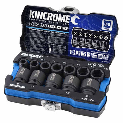 KINCROME LOK-ON Impact 3 8 Drive Socket Set Metric 12 Piece K27076