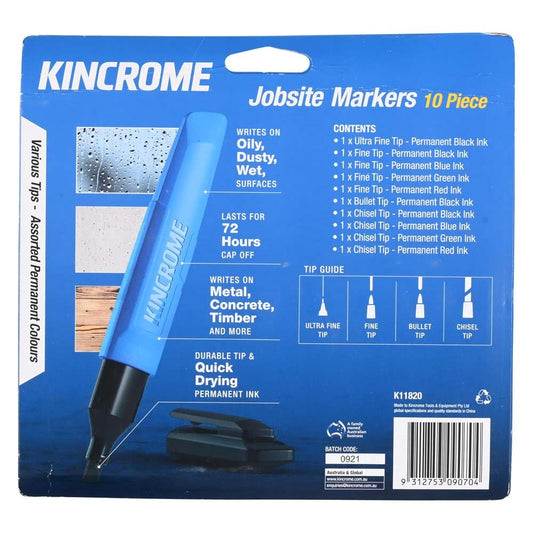 KINCROME Permanent Marker Starter Pack Assorted Colours 10 Piece K11820