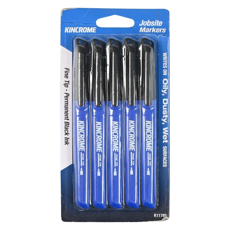KINCROME Permanent Marker Fine Tip Black 5 Pack K11785
