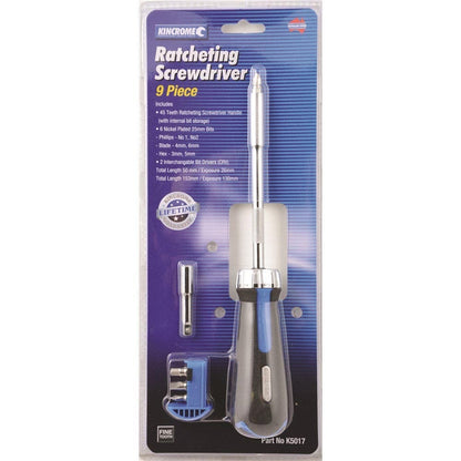 KINCROME Ratcheting Screwdriver - 9 Piece K5017