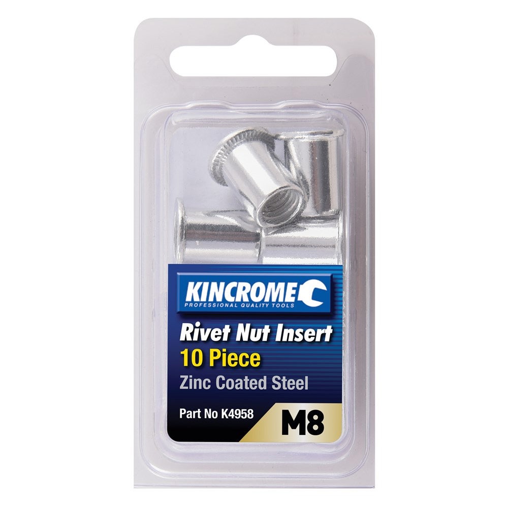 KINCROME Rivet Nut Insert M8 Zinc Coated Steel - 10 Piece K4958