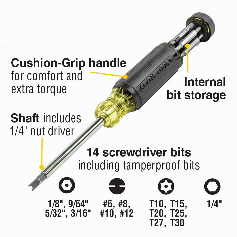 KLEIN 15-in-1 Tamperproof Multi-Bit Screwdriver A-32291
