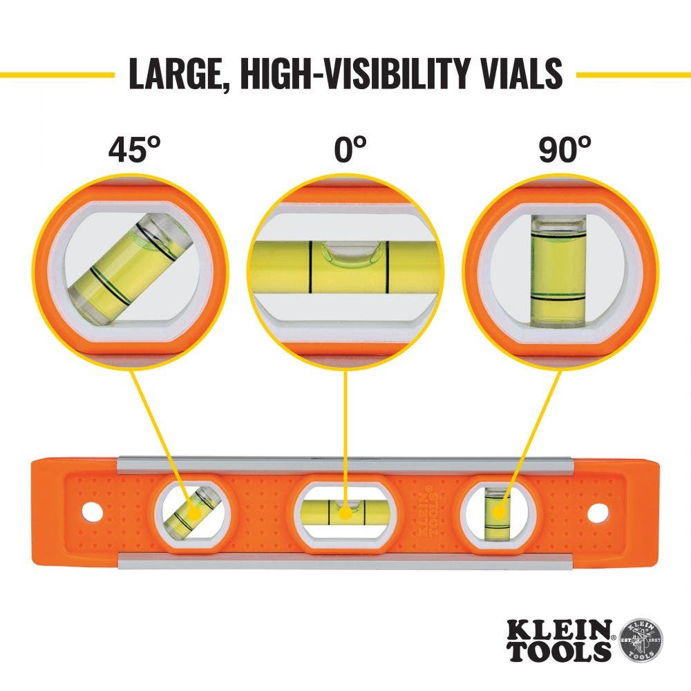 KLEIN 229mm Torpedo Spirit Level - 3 Vials A-935