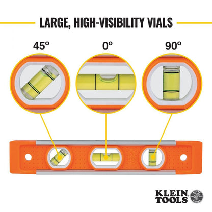 KLEIN 229mm Torpedo Spirit Level - 3 Vials A-935