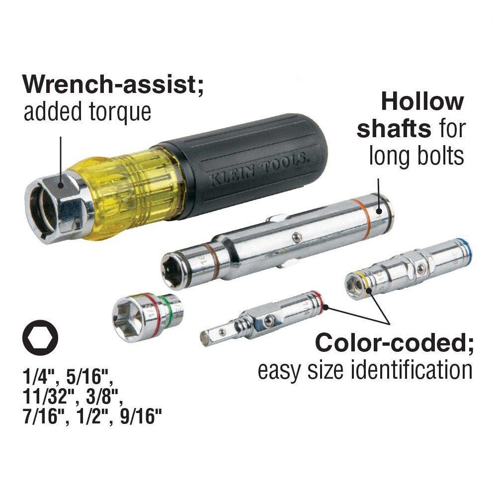KLEIN 248mm 7-in-1 Screwdriver Nut Driver A32807MAG