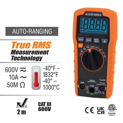 KLEIN 600V 10A AC DC Autorange TRMS Temp Mmeter A-MM420