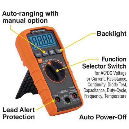 KLEIN 600V 10A AC DC Autorange TRMS Temp Mmeter A-MM420