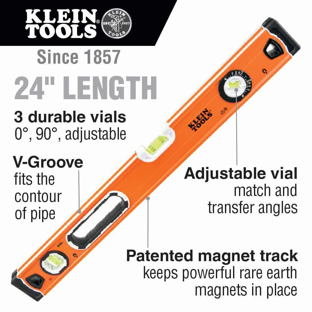 KLEIN 600mm 3 Vial Bubble Level A-935L
