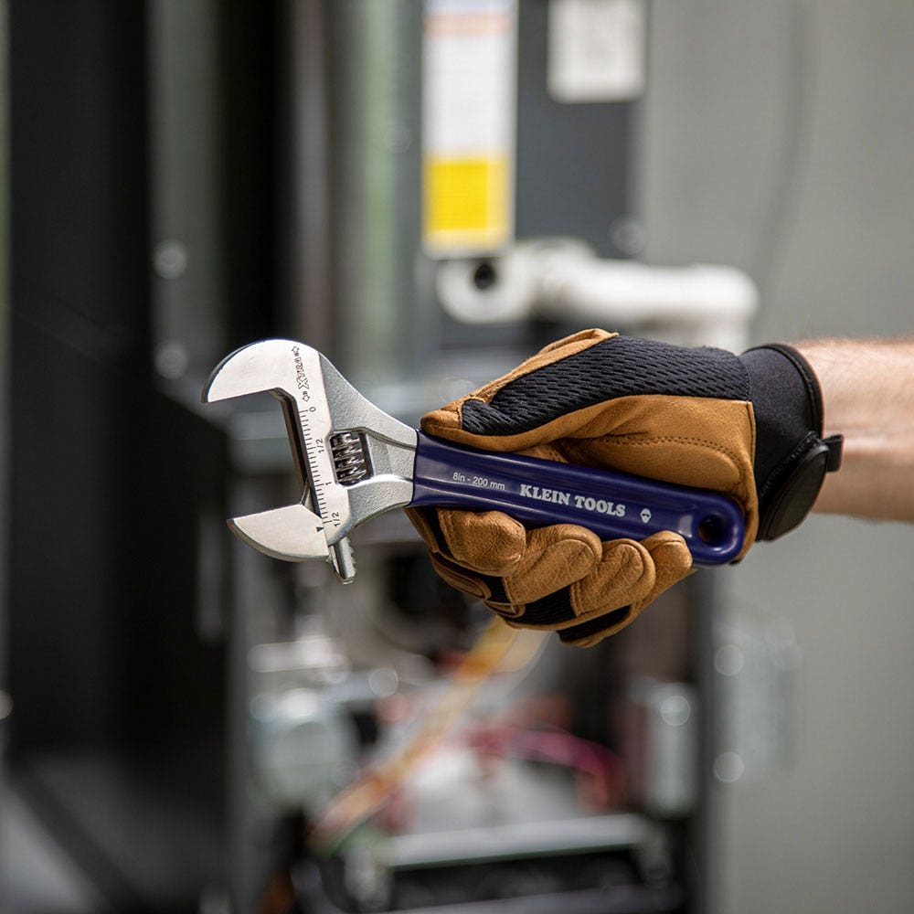 KLEIN 8inch Adjustable Wrench Extra-Wide Jaw A-D509-8
