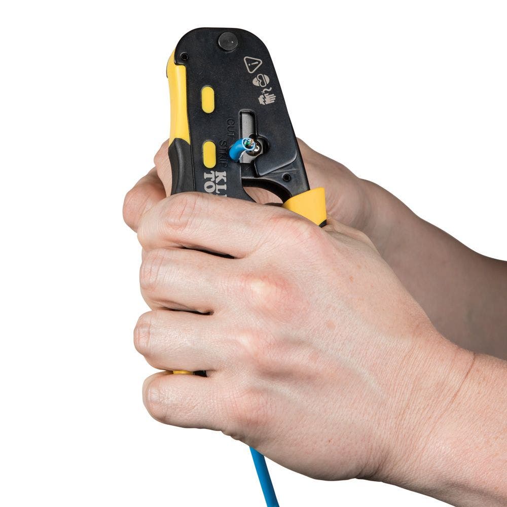 KLEIN Ratcheting Data Cable Crimper for Pass Thru AVDV226110