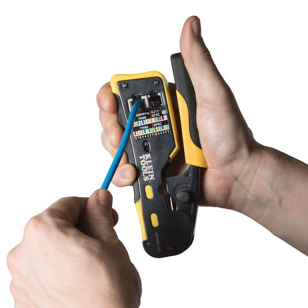 KLEIN Ratcheting Data Cable Crimper for Pass Thru AVDV226110