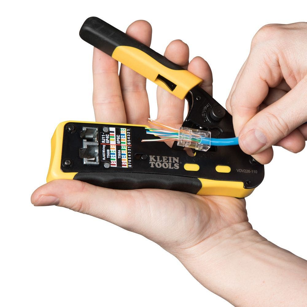 KLEIN Ratcheting Data Cable Crimper for Pass Thru AVDV226110