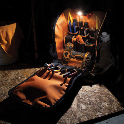 KLEIN Tradesman Pro 21 Pocket Tool Backpack w Work Light 55655