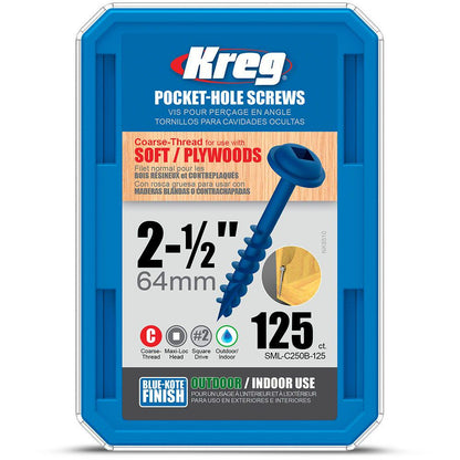 KREG Pocket Hole Screws Coarse Zinc 38mm - 100 Piece KR-SMLC250B-125
