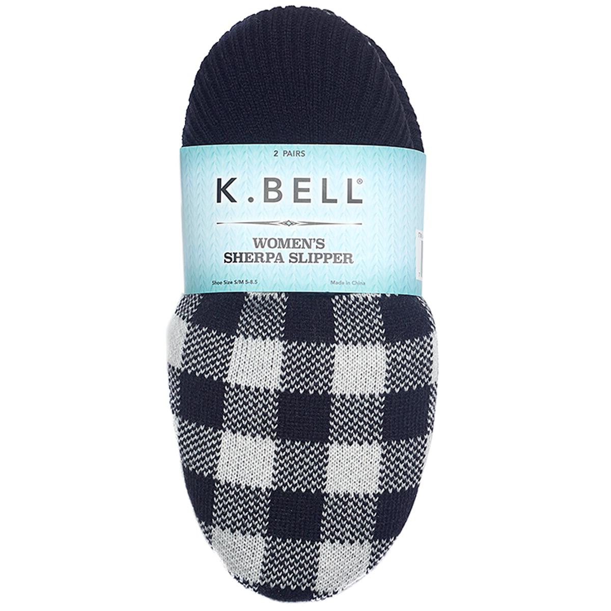 K. BELL Ladies Sherpa Slipper 2-Pair Pack Egret