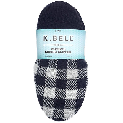K. BELL Ladies Sherpa Slipper 2-Pair Pack Charcoal