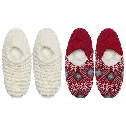 K. BELL Ladies Sherpa Slipper 2-Pair Pack Egret