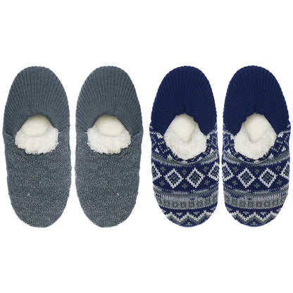 K. BELL Ladies Sherpa Slipper 2-Pair Pack Charcoal