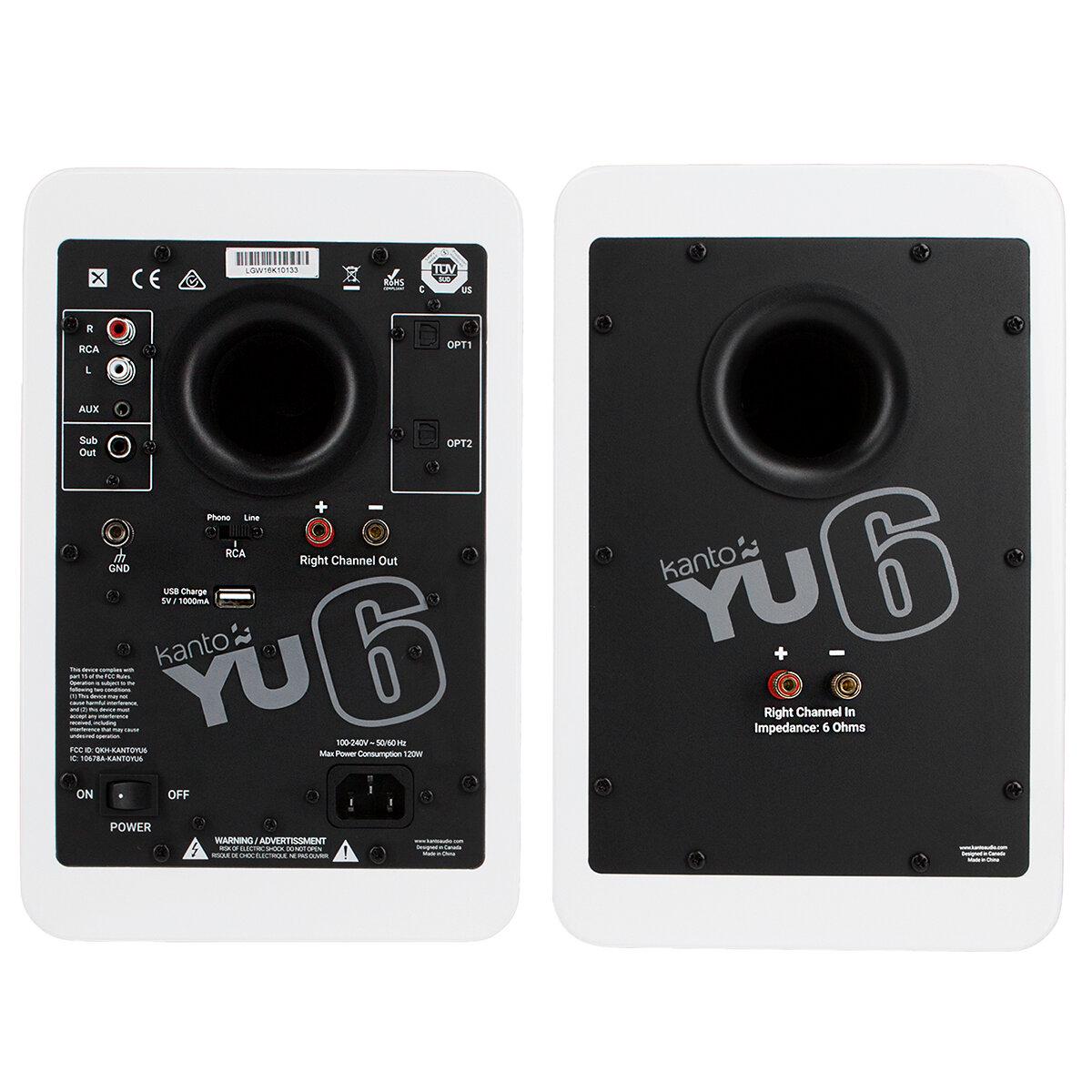 Kanto YU6 200W Powered Bookshelf Speakers Matte White KO-YU6MW-I