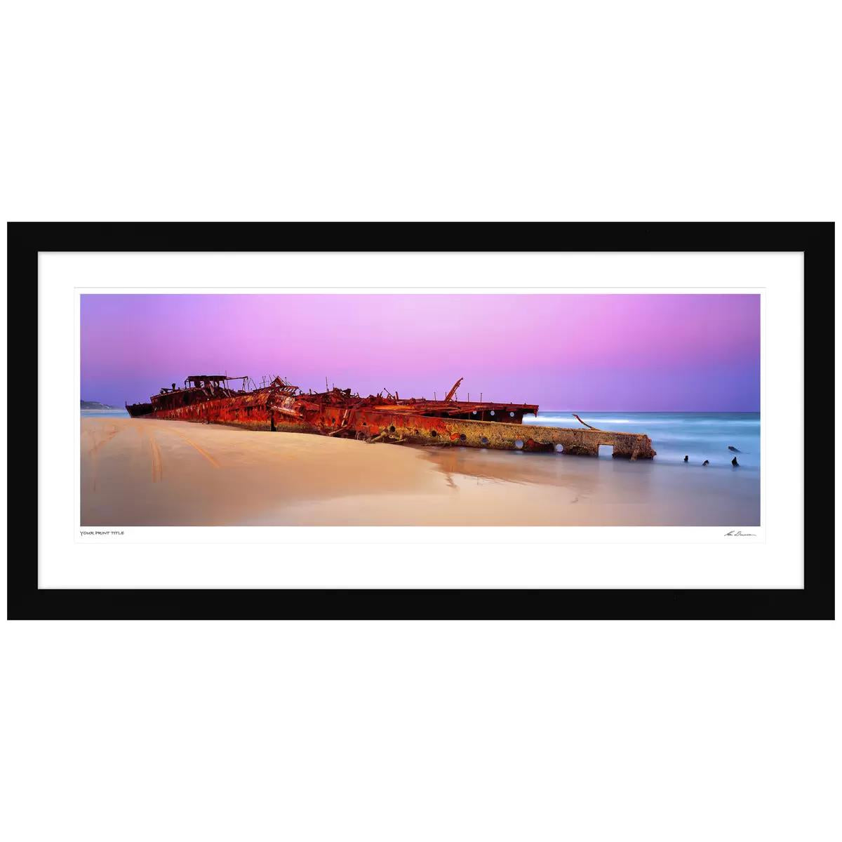 Ken Duncan Maheno Wreck Fraser Island Black Framed Print 77.3 x 161cm