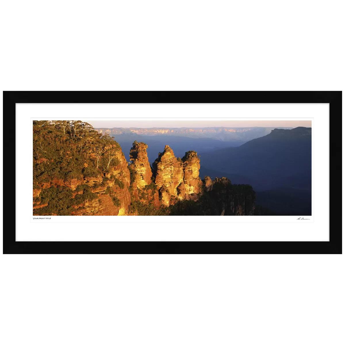 Ken Duncan The Three Sisters NSW Black Framed Print 60.9 x 127.6cm