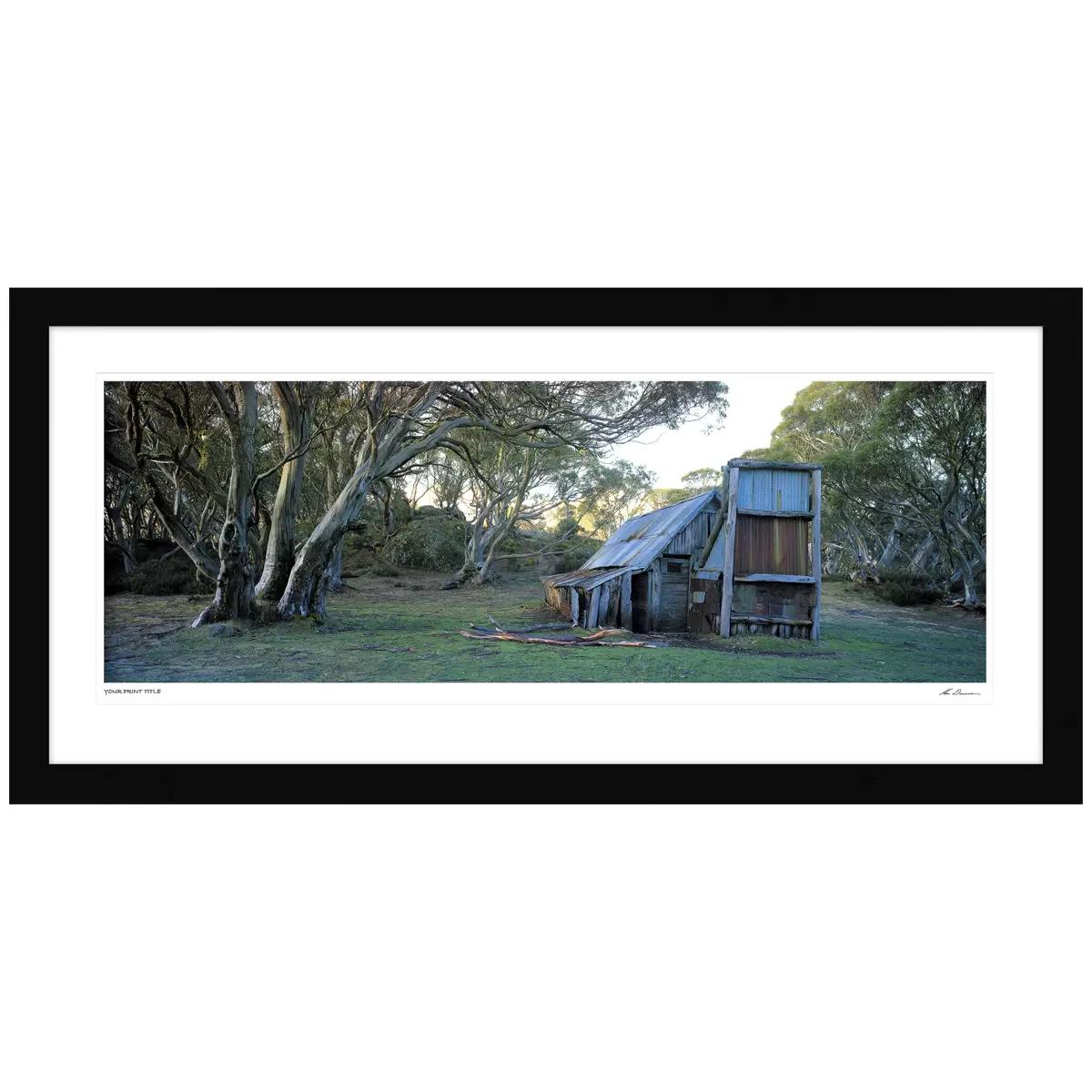 Ken Duncan Wallace Hut Alpine National Park Falls Creek White Framed Print 60.9 x 127.6cm