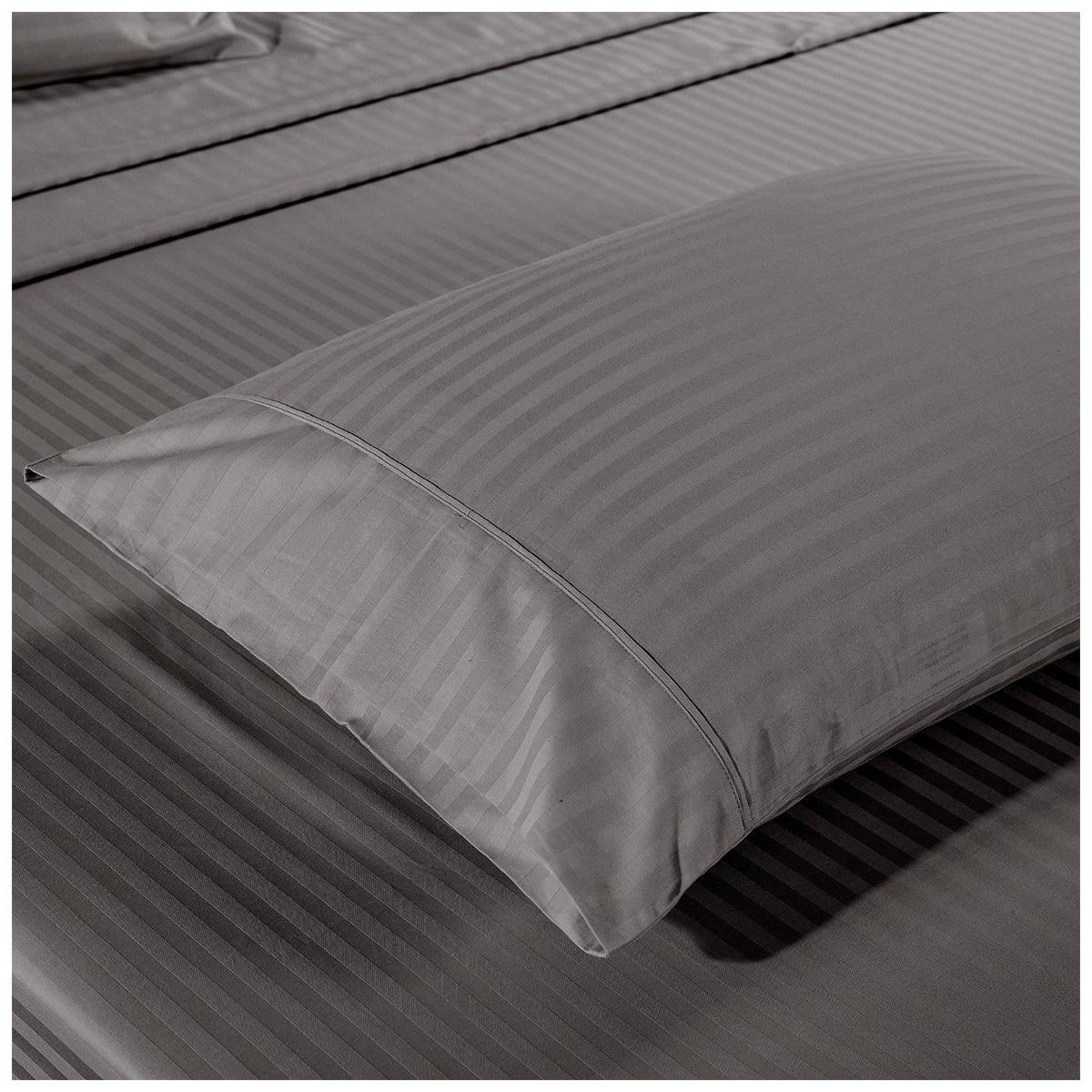 Kensington 1200 Thread Count Cotton Stripe Single Sheet Set Charcoal