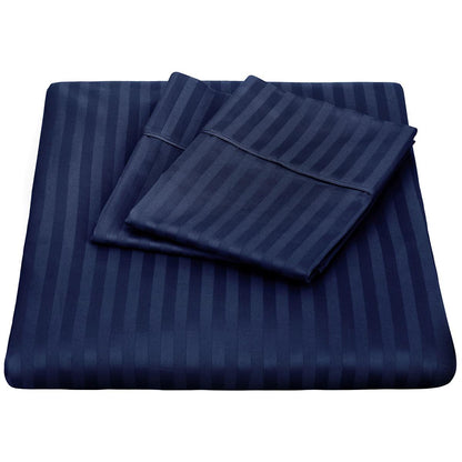 Kensington 1200 Thread Count Cotton Stripe Single Sheet Set Navy