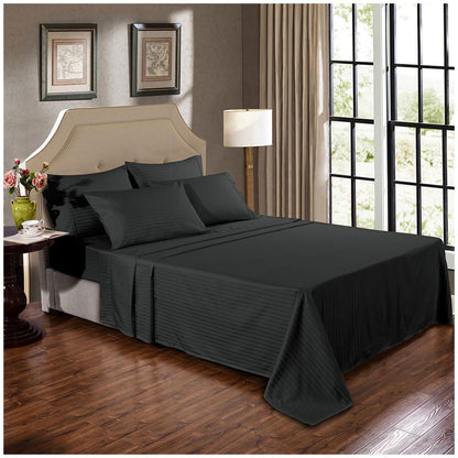 Kensington 1200 Thread Count Stripe Cotton Sheet Set Double Navy
