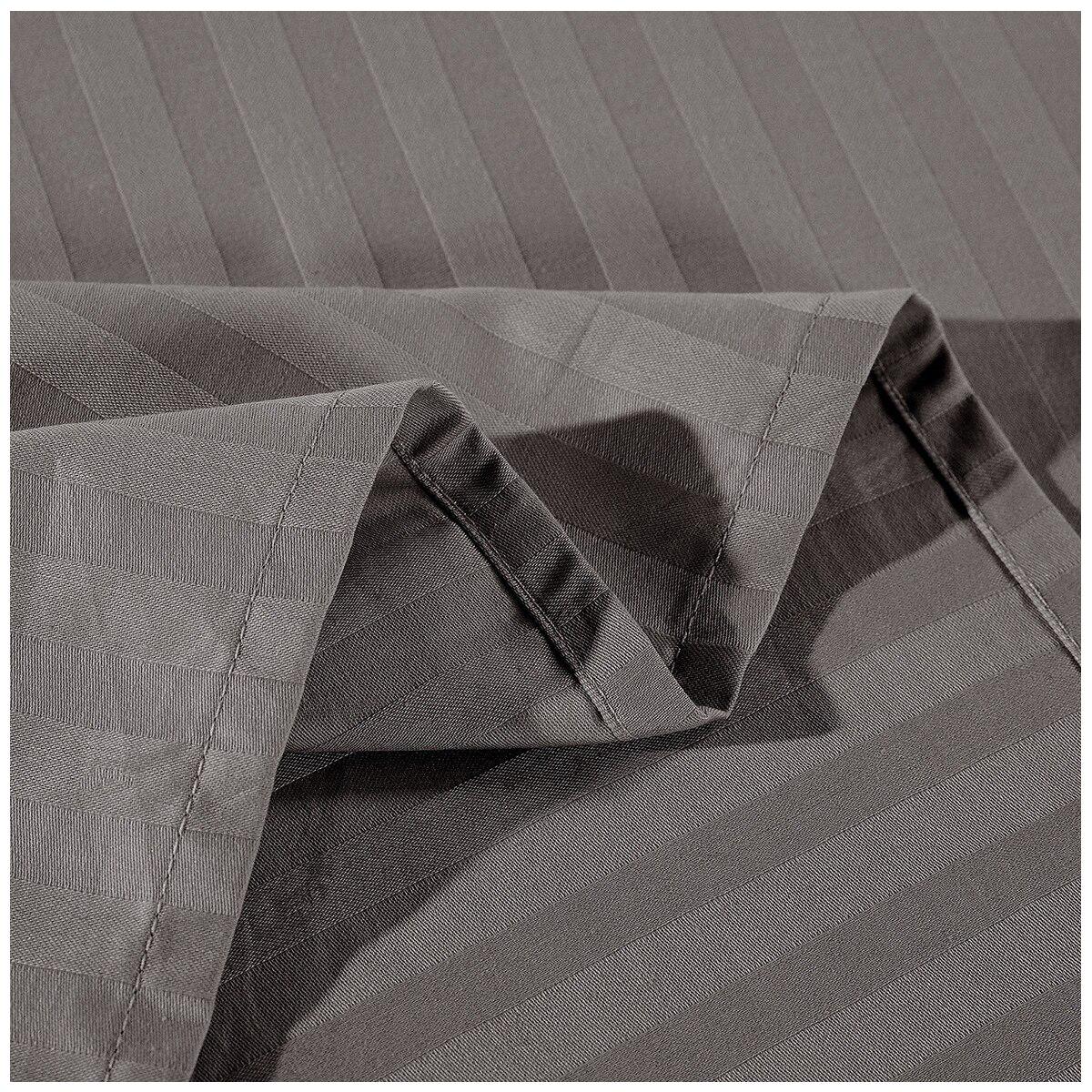 Kensington 1200 Thread Count Cotton Stripe Single Sheet Set Charcoal